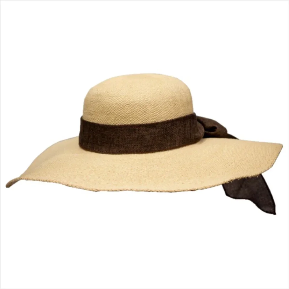 NWOT Sun 'N' Sand Melina Crochet Straw Wide Brim Hat Natural